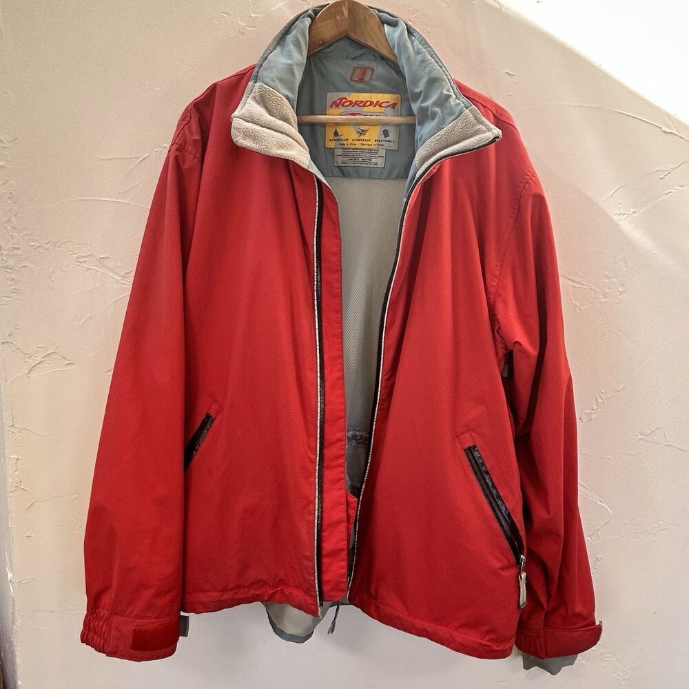 Vintage 90s Nordica N-Tech 8000 Series Ski Jacket Coat Shell Red Size L